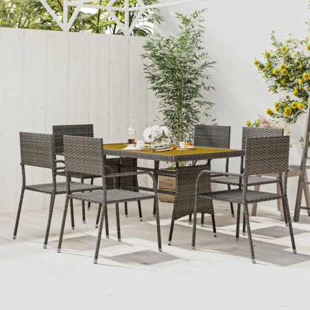 vidaXL Juego de comedor de jardín 7 piezas ratán sintético gris
