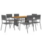 vidaXL Juego de comedor de jardín 7 piezas ratán sintético gris vidaXL Juego de comedor de jardín 7 piezas ratán sintético gris