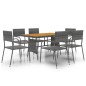 vidaXL Juego de comedor de jardín 7 piezas ratán sintético gris vidaXL Juego de comedor de jardín 7 piezas ratán sintético gris