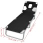 vidaXL Tumbona plegable de acero con cojín de cabeza acero negra vidaXL Tumbona plegable de acero con cojín de cabeza acero negra