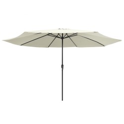 vidaXL Sombrilla de jardín con palo de metal blanco arena 400 cm 