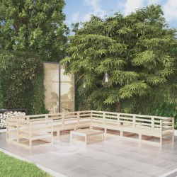 vidaXL Juego de muebles de jardín 11 piezas madera maciza de pino