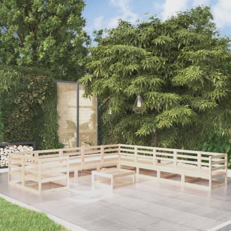 vidaXL Juego de muebles de jardín 11 piezas madera maciza de pino