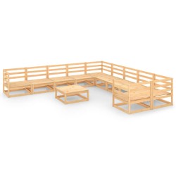 vidaXL Juego de muebles de jardín 11 piezas madera maciza de pino