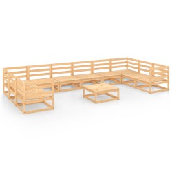 vidaXL Juego de muebles de jardín 11 piezas madera maciza de pino