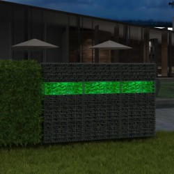 vidaXL Muro de gaviones jardín con piedras de vidrio y LED 50x30x100cm