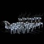 vidaXL Decoración navideña de renos y trineo de jardín plata 140 LEDs vidaXL Decoración navideña de renos y trineo de jardín plata 140 LEDs