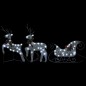 vidaXL Decoración navideña de renos y trineo de jardín plata 140 LEDs vidaXL Decoración navideña de renos y trineo de jardín plata 140 LEDs