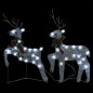 vidaXL Decoración navideña de renos y trineo de jardín plata 140 LEDs vidaXL Decoración navideña de renos y trineo de jardín plata 140 LEDs