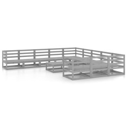 vidaXL Juego de muebles de jardín 12 piezas madera maciza de pino