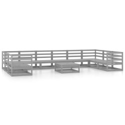 vidaXL Juego de muebles de jardín 11 piezas madera maciza de pino