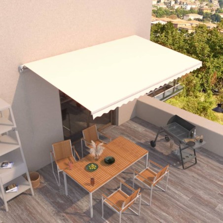 vidaXL Toldo retráctil manual color crema 500x300 cm