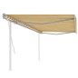 vidaXL Toldo manual retráctil con postes amarillo y blanco 5x3 m vidaXL Toldo manual retráctil con postes amarillo y blanco 5x3 m