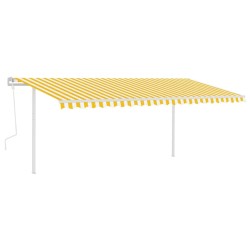 vidaXL Toldo manual retráctil con postes amarillo y blanco 5x3 m
