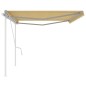 vidaXL Toldo manual retráctil con postes amarillo y blanco 5x3 m vidaXL Toldo manual retráctil con postes amarillo y blanco 5x3 m