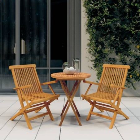 vidaXL Juego de comedor para jardín 3 piezas madera maciza de teca