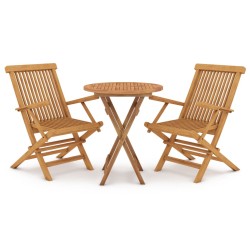vidaXL Juego de comedor para jardín 3 piezas madera maciza de teca