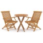 vidaXL Juego de comedor para jardín 3 piezas madera maciza de teca vidaXL Juego de comedor para jardín 3 piezas madera maciza de teca