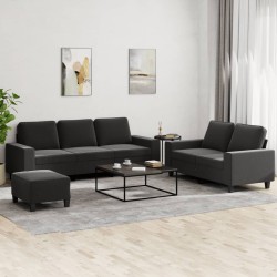 vidaXL Juego de sofás 3 piezas tela negro