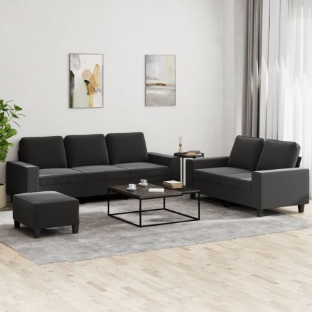 vidaXL Juego de sofás 3 piezas tela negro
