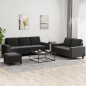 vidaXL Juego de sofás 3 piezas tela negro vidaXL Juego de sofás 3 piezas tela negro