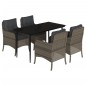 vidaXL Set comedor de jardín 5 piezas con cojines ratán sintético gris vidaXL Set comedor de jardín 5 piezas con cojines ratán sintético gris
