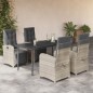 vidaXL Set comedor de jardín 5 pzas cojines ratán sintético gris claro
