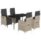 vidaXL Set comedor de jardín 5 pzas cojines ratán sintético gris claro