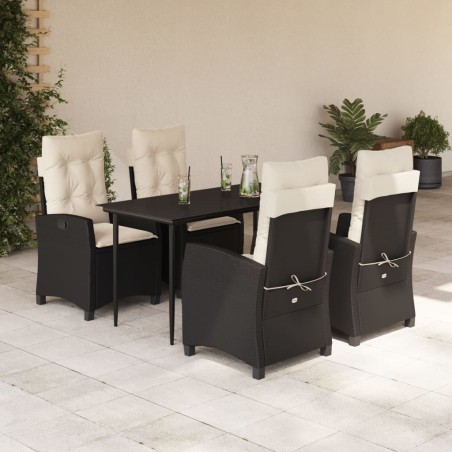 vidaXL Set de muebles jardín 5 pzas con cojines ratán sintético negro
