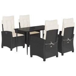 vidaXL Set de muebles jardín 5 pzas con cojines ratán sintético negro