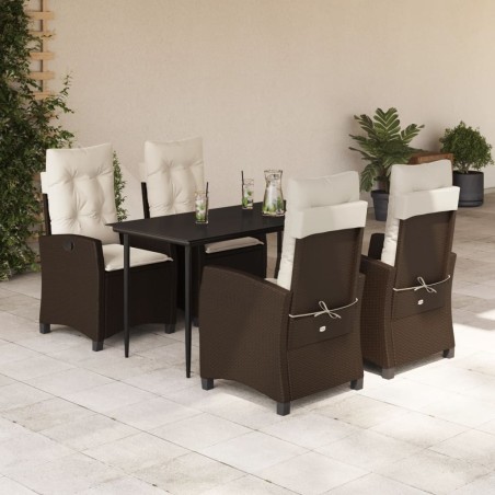 vidaXL Set comedor de jardín 5 piezas y cojines ratán sintético marrón