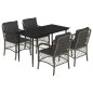 vidaXL Set comedor de jardín 5 piezas con cojines ratán sintético gris vidaXL Set comedor de jardín 5 piezas con cojines ratán sintético gris