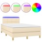 vidaXL Cama box spring con colchón y luces LED tela crema 120x190 cm vidaXL Cama box spring con colchón y luces LED tela crema 120x190 cm