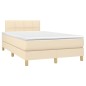 vidaXL Cama box spring con colchón y luces LED tela crema 120x190 cm vidaXL Cama box spring con colchón y luces LED tela crema 120x190 cm