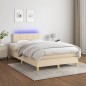 vidaXL Cama box spring con colchón y luces LED tela crema 120x190 cm vidaXL Cama box spring con colchón y luces LED tela crema 120x190 cm