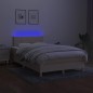 vidaXL Cama box spring con colchón y luces LED tela crema 120x190 cm vidaXL Cama box spring con colchón y luces LED tela crema 120x190 cm