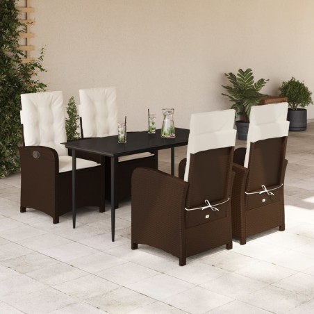 vidaXL Set comedor de jardín 5 piezas y cojines ratán sintético marrón