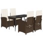 vidaXL Set comedor de jardín 5 piezas y cojines ratán sintético marrón