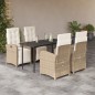 vidaXL Set comedor de jardín 5 pzas con cojines ratán sintético beige vidaXL Set comedor de jardín 5 pzas con cojines ratán sintético beige