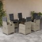 vidaXL Set comedor jardín 7 pzas y cojines ratán sintético gris claro vidaXL Set comedor jardín 7 pzas y cojines ratán sintético gris claro