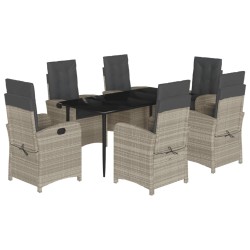 vidaXL Set comedor jardín 7 pzas y cojines ratán sintético gris claro