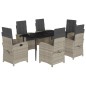 vidaXL Set comedor jardín 7 pzas y cojines ratán sintético gris claro vidaXL Set comedor jardín 7 pzas y cojines ratán sintético gris claro