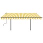 vidaXL Toldo automático LED sensor de viento amarillo y blanco 4x3 m vidaXL Toldo automático LED sensor de viento amarillo y blanco 4x3 m