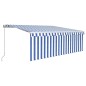 vidaXL Toldo retráctil manual con persiana azul y blanco 4x3 m vidaXL Toldo retráctil manual con persiana azul y blanco 4x3 m