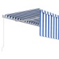 vidaXL Toldo retráctil manual con persiana azul y blanco 4x3 m vidaXL Toldo retráctil manual con persiana azul y blanco 4x3 m
