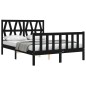 vidaXL Estructura de cama con cabecero madera maciza negro 140x200 cm vidaXL Estructura de cama con cabecero madera maciza negro 140x200 cm
