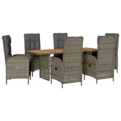 vidaXL Set comedor jardín 7 pzas y cojines ratán sintético gris