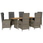 vidaXL Set comedor jardín 7 pzas y cojines ratán sintético gris vidaXL Set comedor jardín 7 pzas y cojines ratán sintético gris
