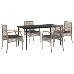 vidaXL Set comedor de jardín 5 piezas con cojines ratán sintético gris
