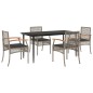 vidaXL Set comedor de jardín 5 piezas con cojines ratán sintético gris vidaXL Set comedor de jardín 5 piezas con cojines ratán sintético gris